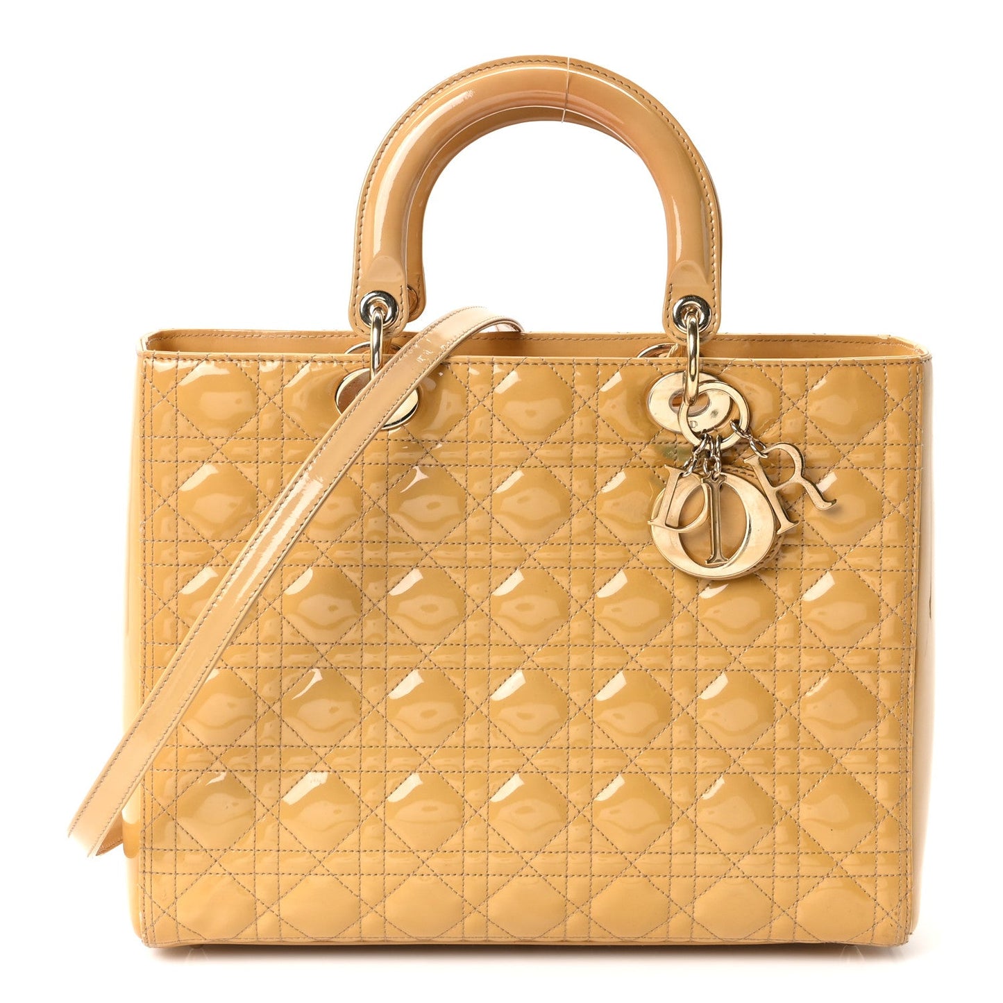 Patent Cannage Large Lady Dior Beige