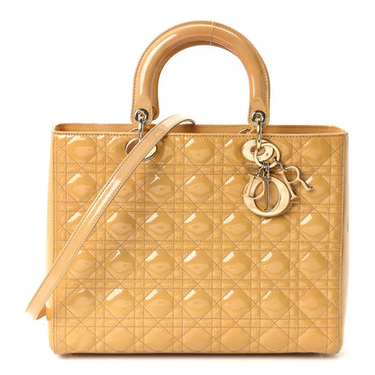 Patent Cannage Large Lady Dior Beige