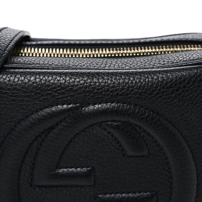 Pebbled Calfskin Small Soho Disco Bag Black