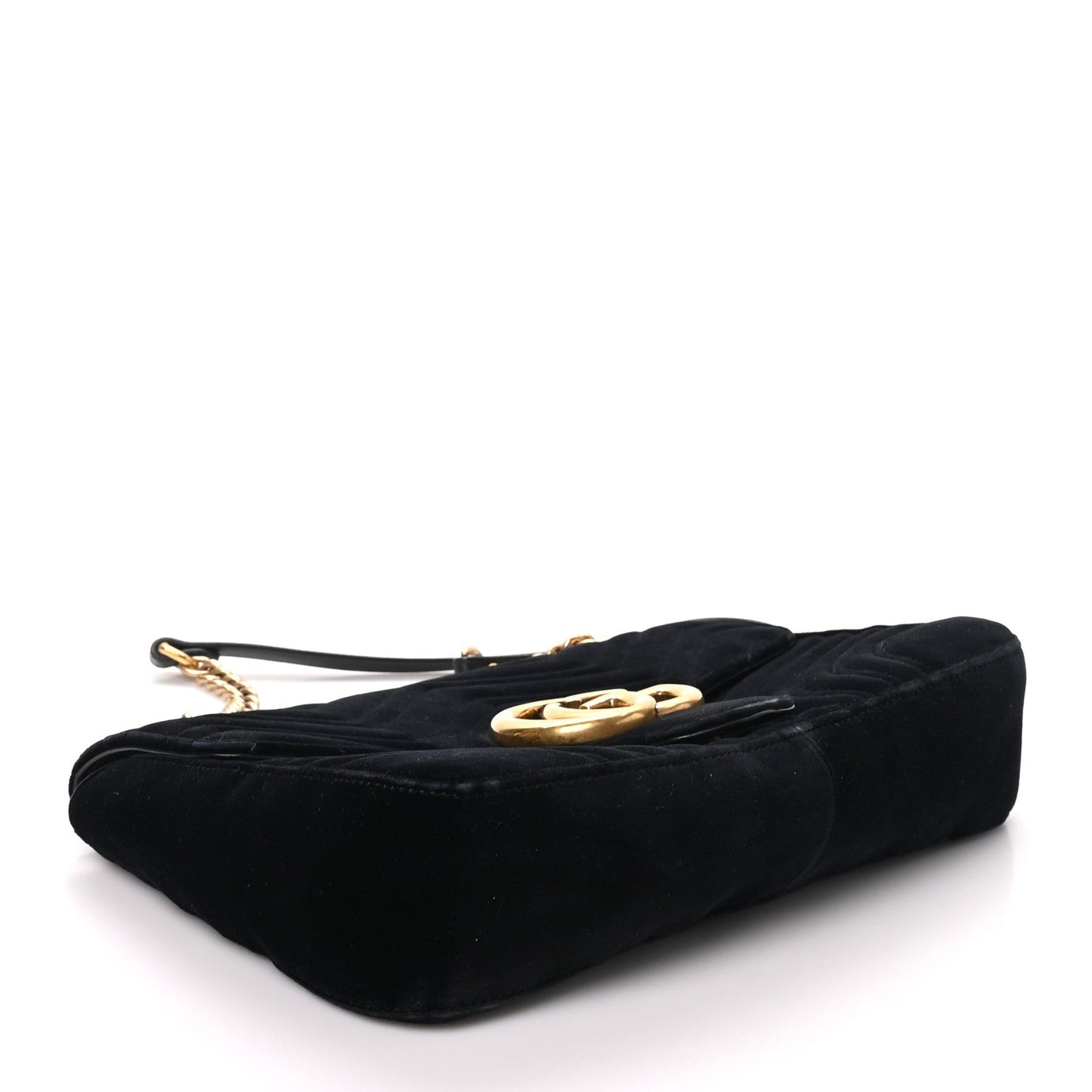 Velvet Matelasse Medium GG Marmont Shoulder Bag Black