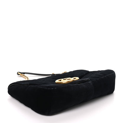 Velvet Matelasse Medium GG Marmont Shoulder Bag Black