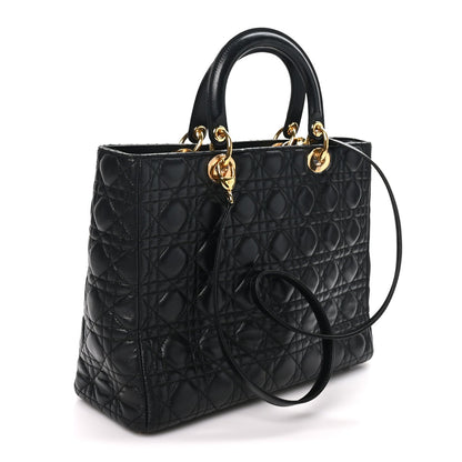 Lambskin Cannage Large Lady Dior Black
