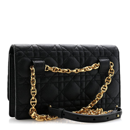 Supple Calfskin Cannage Caro Belt Pouch with Chain Black