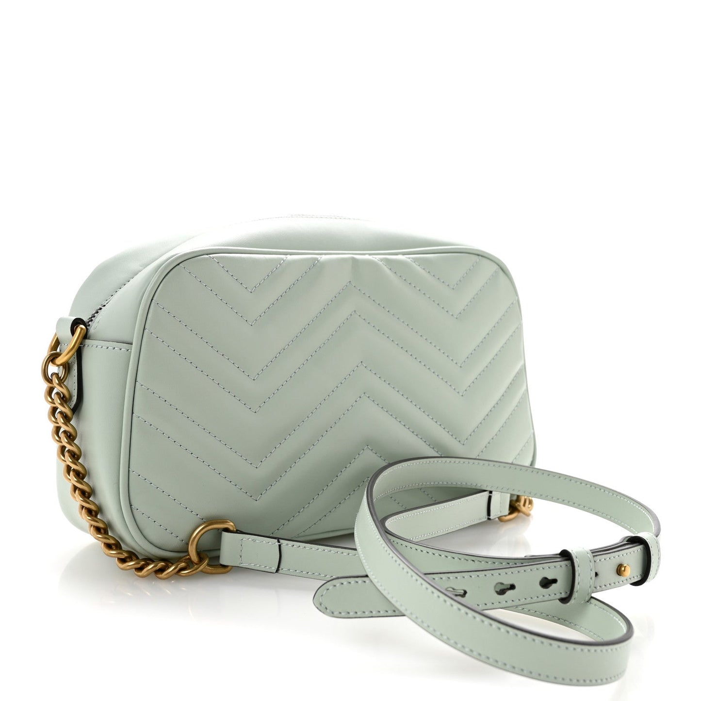 Calfskin Matelasse Small GG Marmont Chain Shoulder Bag Salvy Green