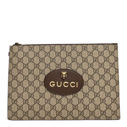 GG Supreme Monogram Neo Vintage Zip Wristlet Pouch Beige New Acero Crop
