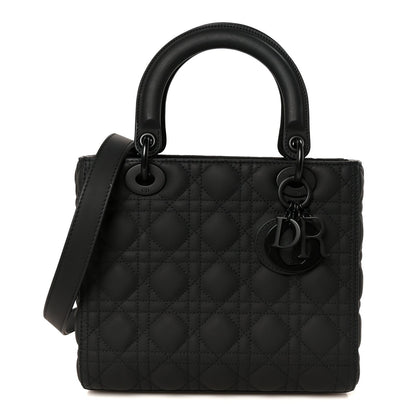 Ultra Matte Calfskin Cannage Medium Lady Dior Black