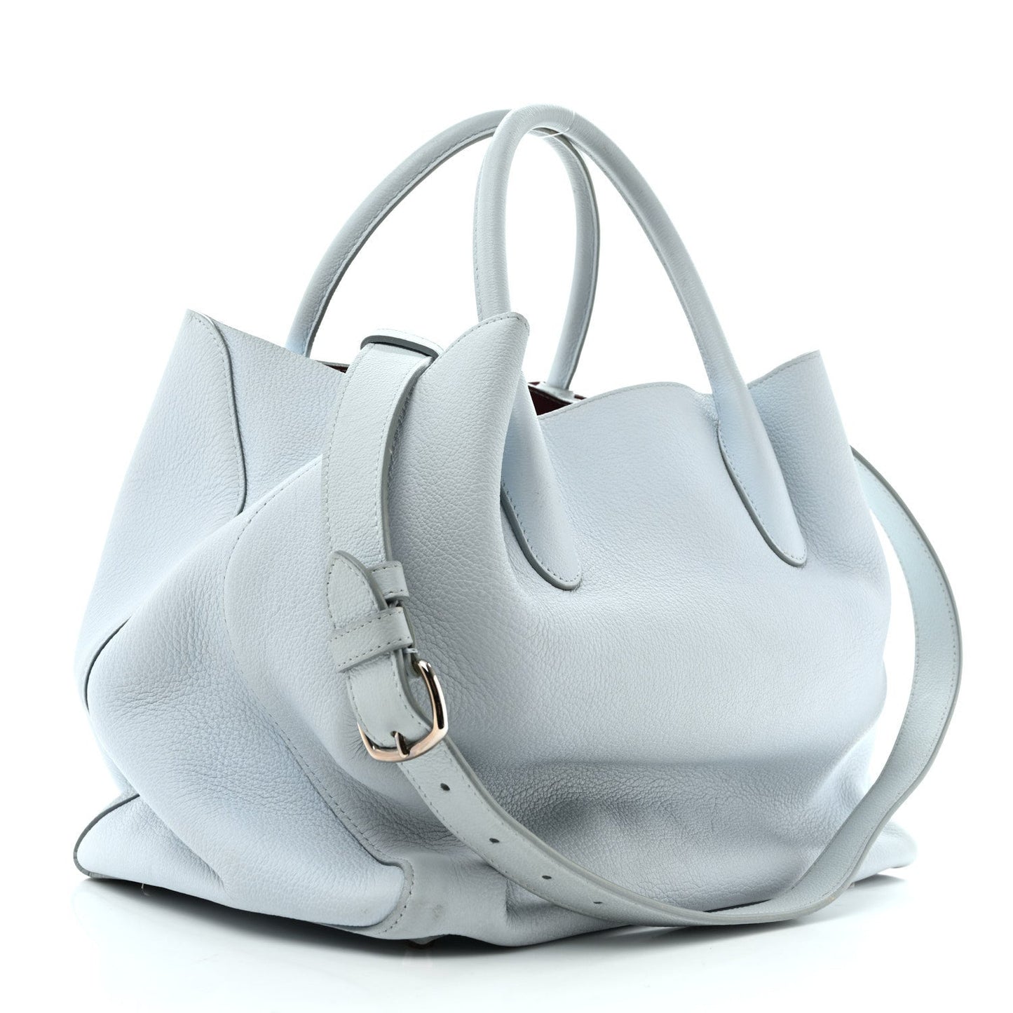 Supple Grained Calfskin Large Open Bar Tote Light Blue