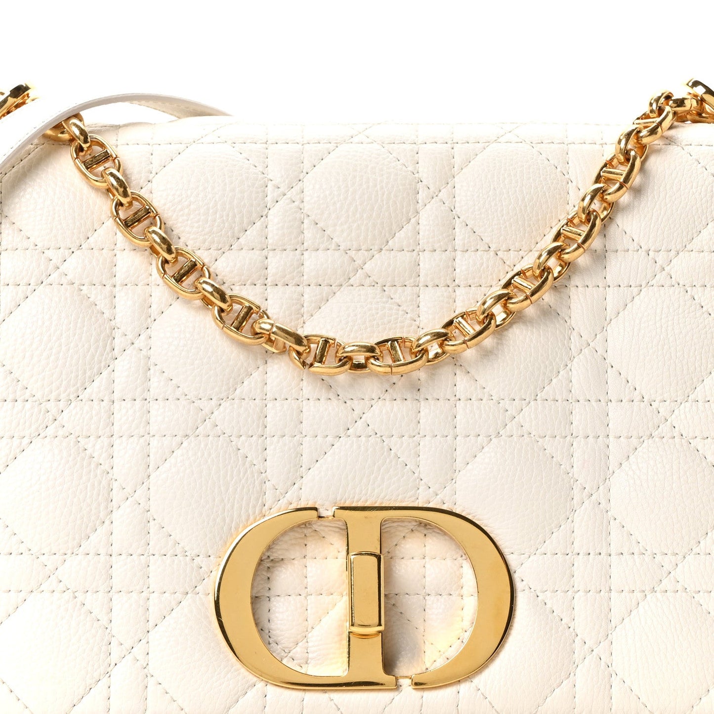 Grained Calfskin Cannage Large Caro Bag Latte