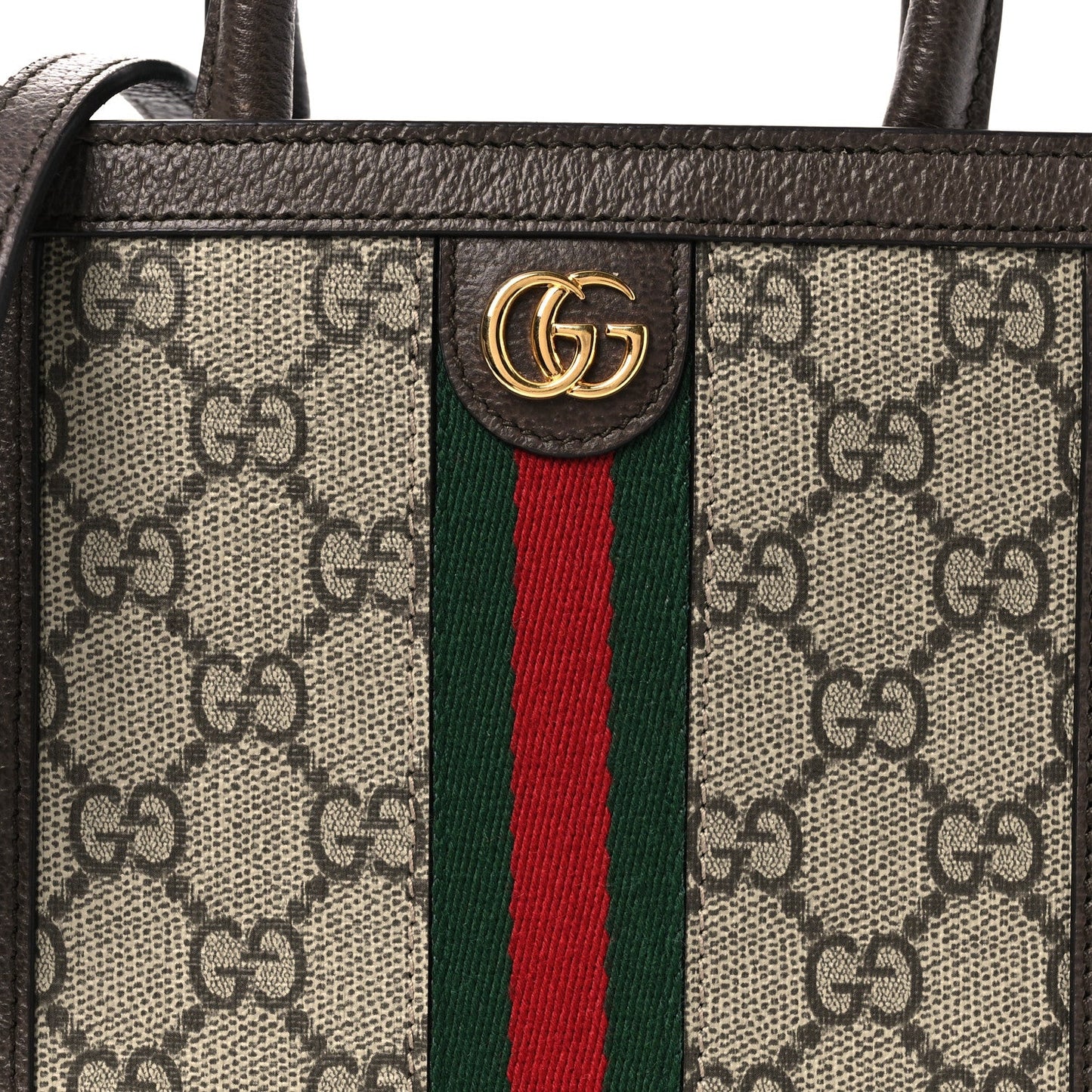 GG Supreme Monogram Textured Dollar Calfskin Web Super Mini Ophidia Mini Tote Bag Beige Ebony New Acero