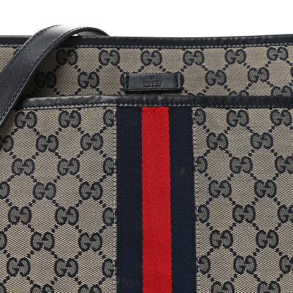 GG Supreme Monogram Web Flat Messenger Bag Navy