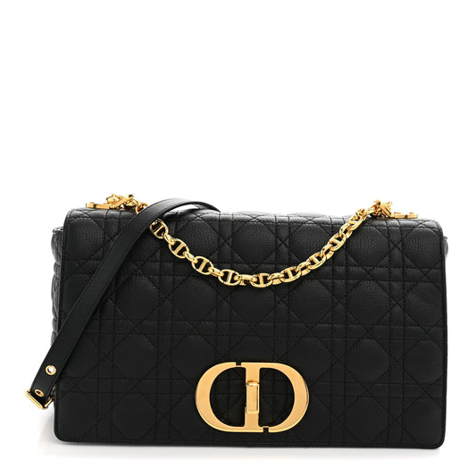 Grained Calfskin Cannage Large Caro Bag Black