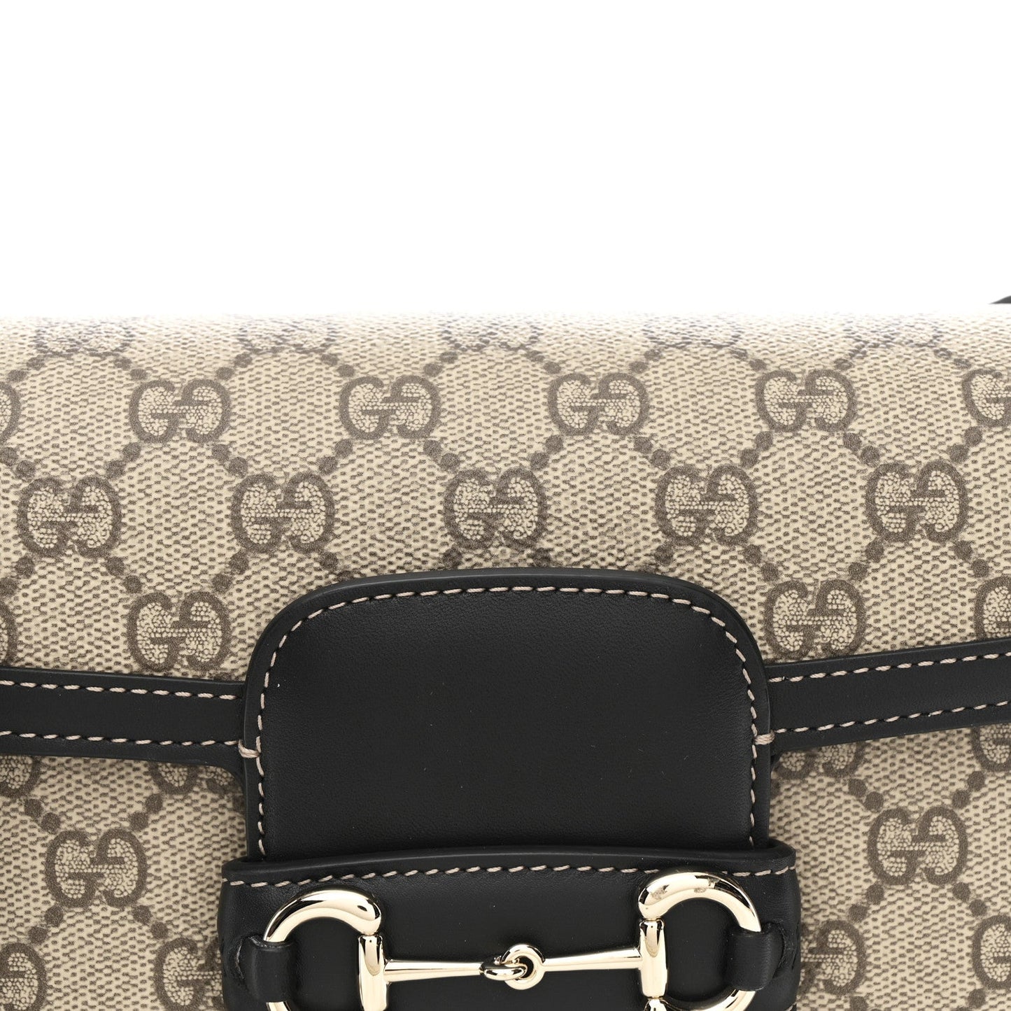 GG Supreme Monogram Horsebit 1955 Soft Small Shoulder Bag Beige Black