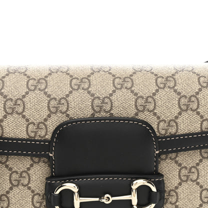 GG Supreme Monogram Horsebit 1955 Soft Small Shoulder Bag Beige Black