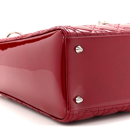 Patent Cannage Medium Lady Dior Red