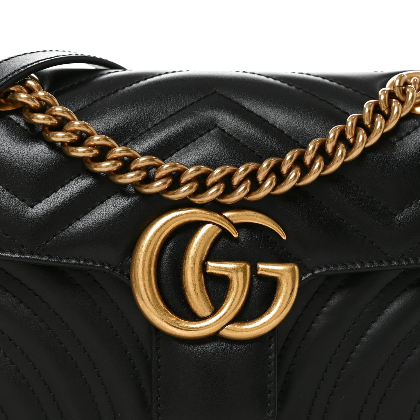 Calfskin Matelasse Mini GG Marmont Shoulder Bag Black