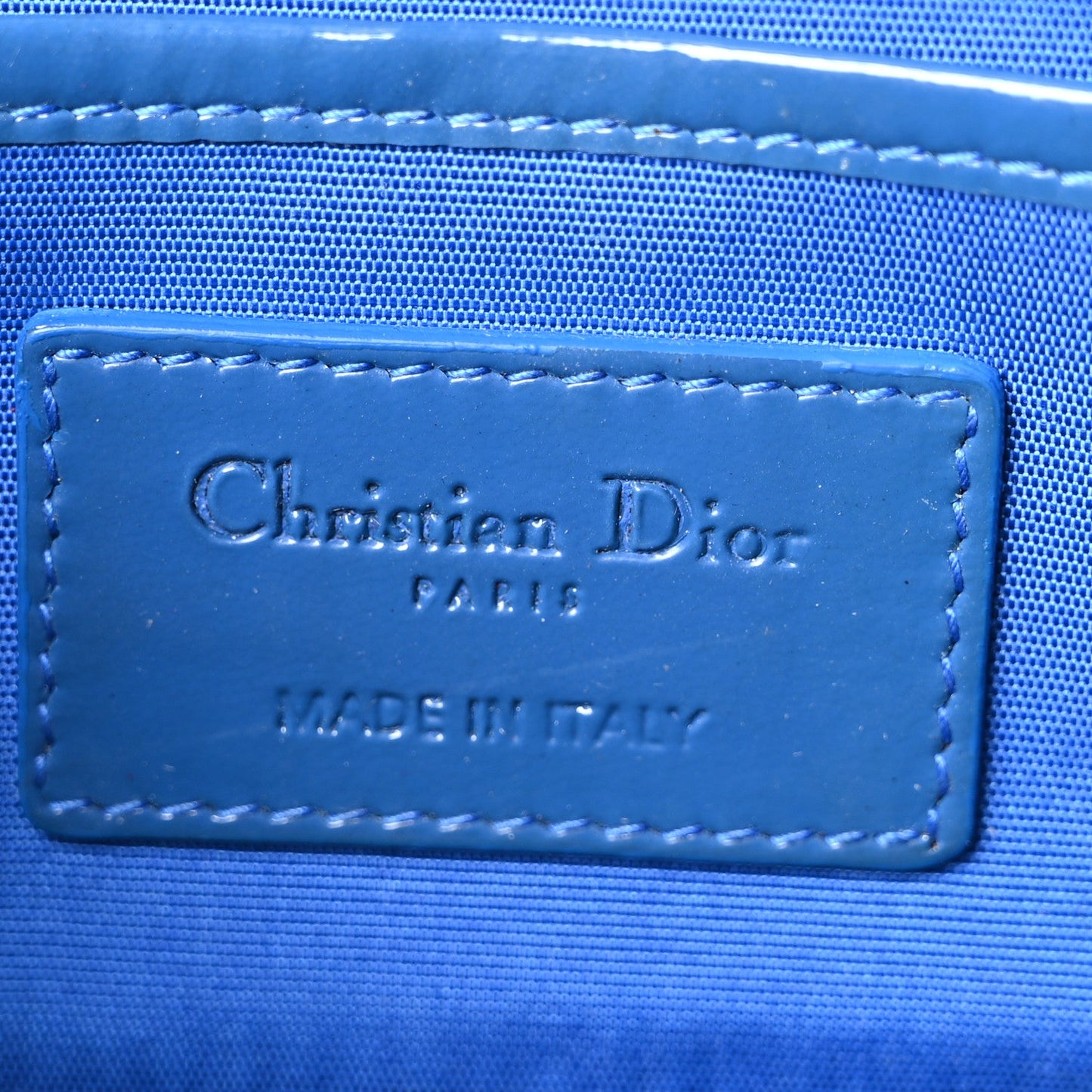 Patent Cannage Lady Dior Convertible Clutch Blue