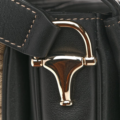 GG Supreme Monogram Horsebit 1955 Soft Small Shoulder Bag Beige Black