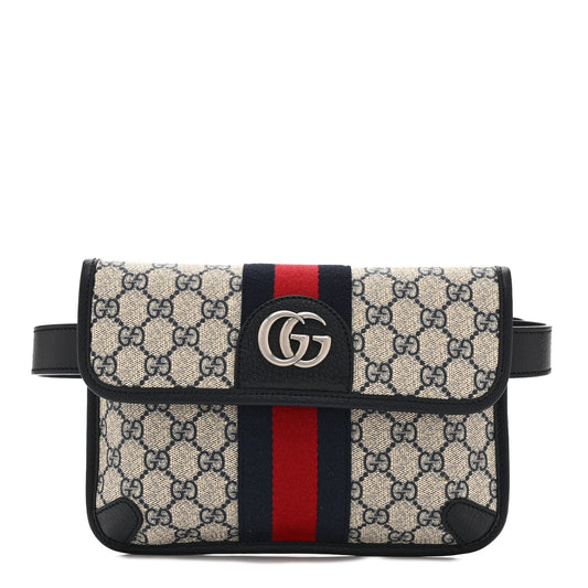 GG Supreme Monogram Web Small Ophidia Belt Bag 90 36 Beige Navy