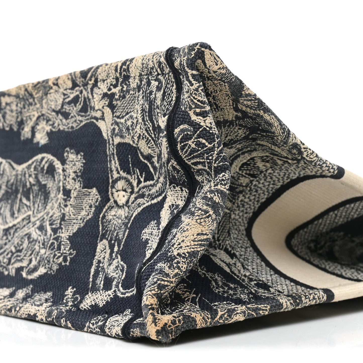 Canvas Embroidered Medium Toile De Jouy Reverse Book Tote Blue