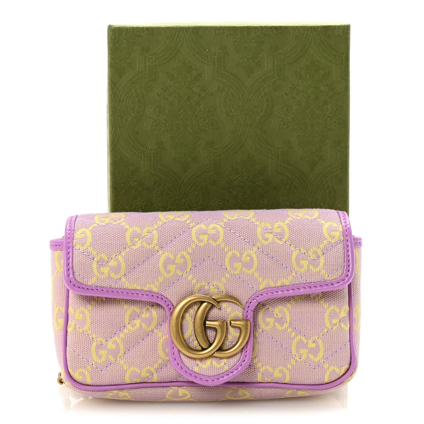 Monogram Super Mini GG Marmont Shoulder Bag Lilac Yellow