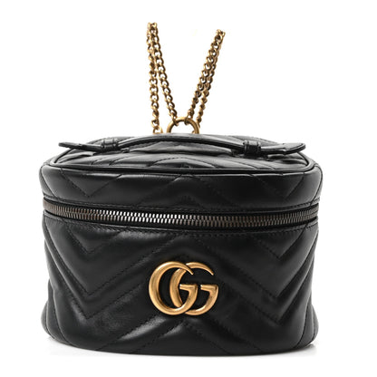 Calfskin Matelasse Mini GG Marmont Round Backpack Black