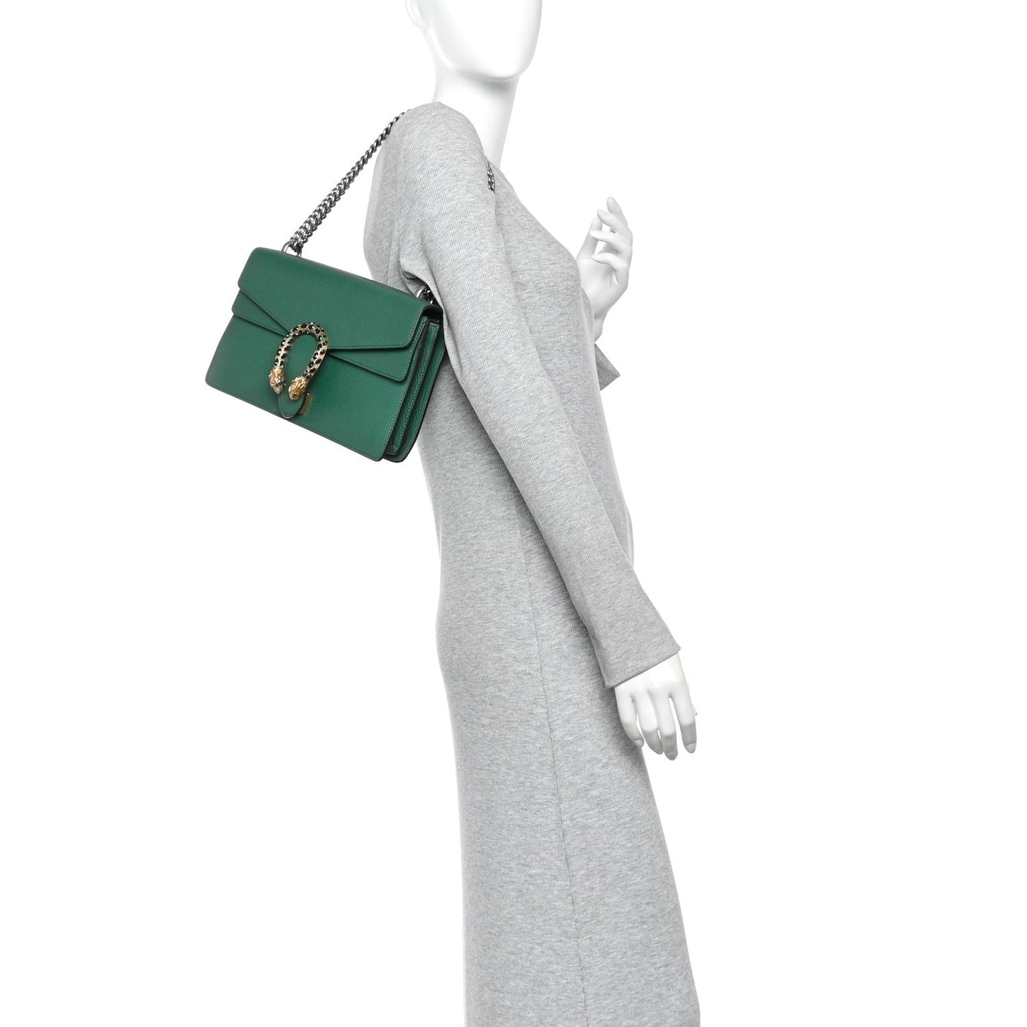 Pebbled Calfskin Small Dionysus Shoulder Bag Emerald