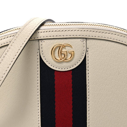 Textured Dollar Calfskin Web Small Ophidia Dome Shoulder Bag Mystic White