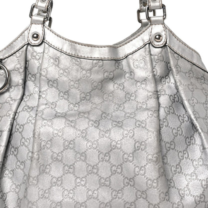 Guccissima Large Sukey Tote Silver