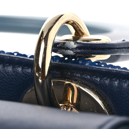 Calfskin Sequin Gradient Stitched Small Lady Dior Blue