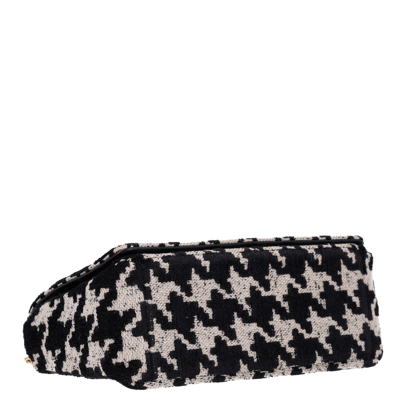 Technical Canvas Macro Houndstooth Medium Caro Bag Black White