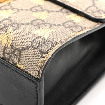 GG Supreme Monogram Bees Small Padlock Shoulder Bag Black