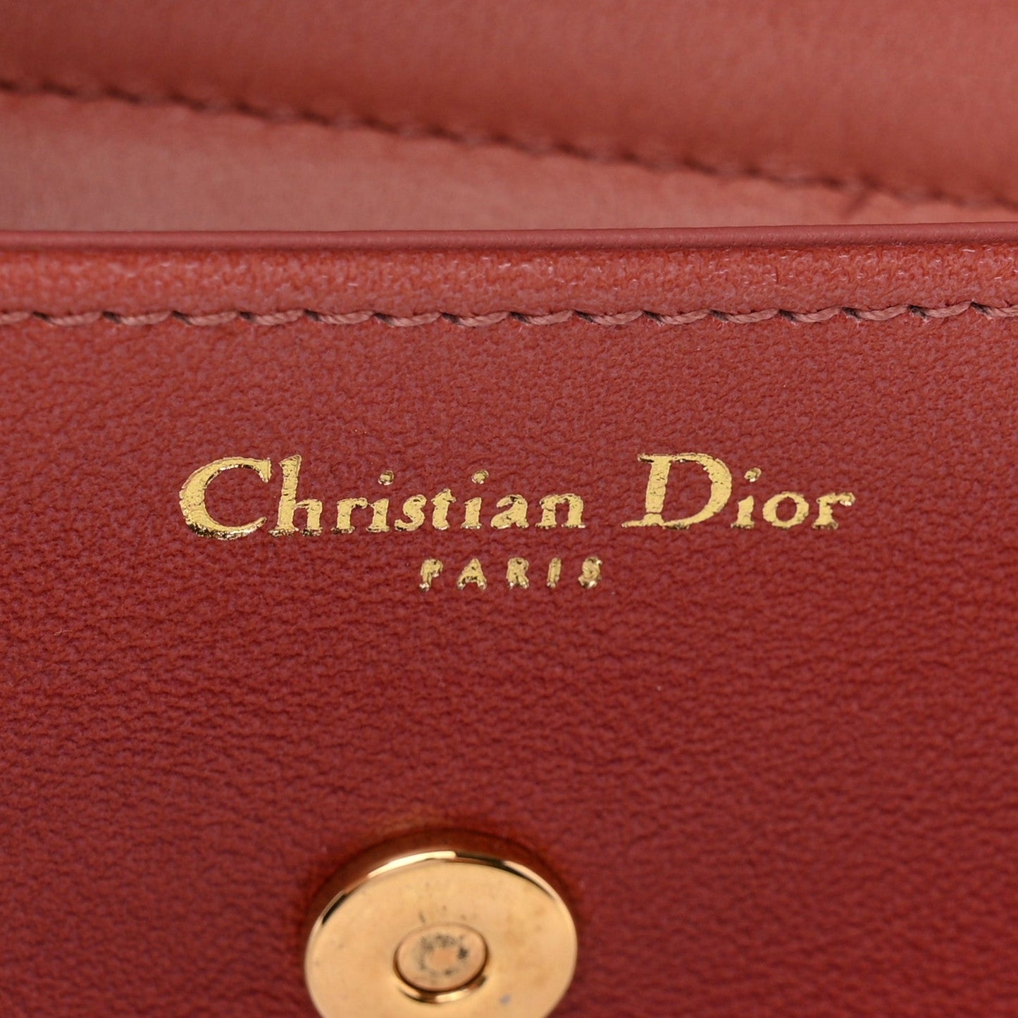 Smooth Calfskin Medium Diordouble Chain Bag Rose Multicolor