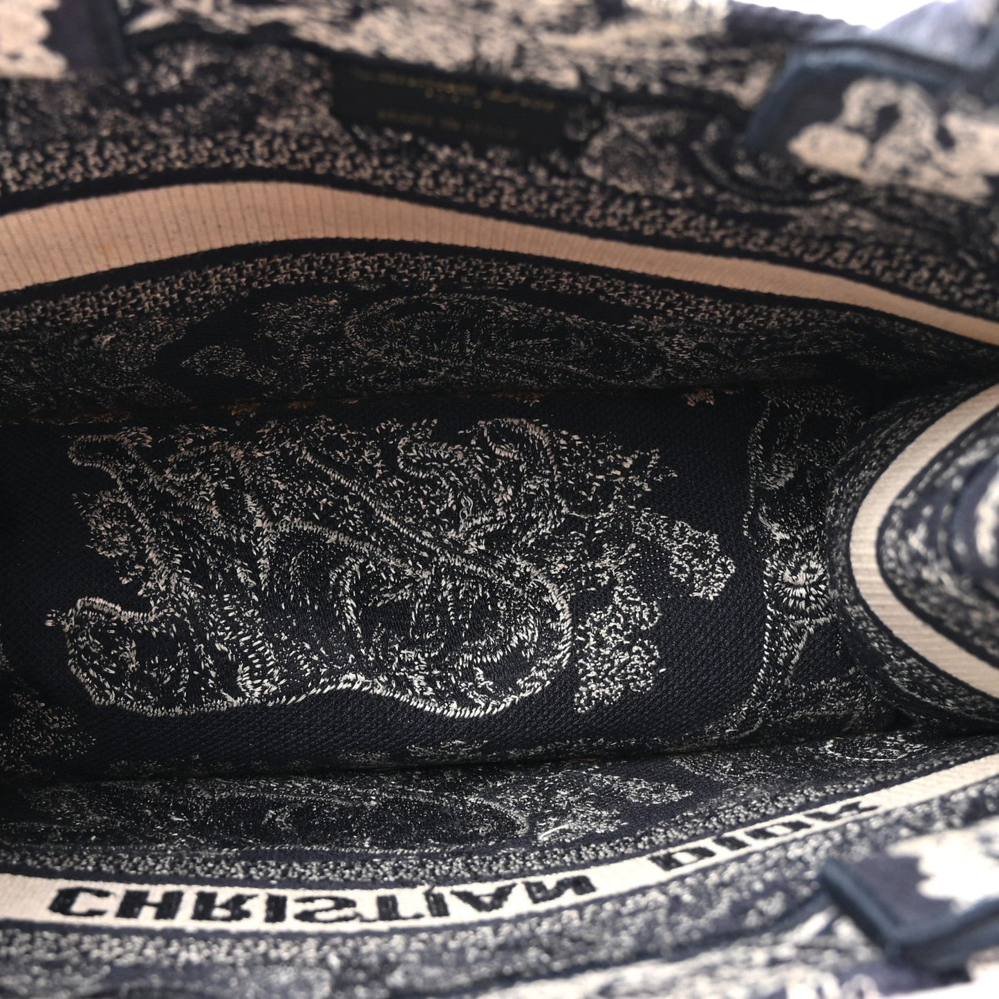Calfskin Dioriviera Toile De Jouy Small Book Tote With Strap Blue Multicolor