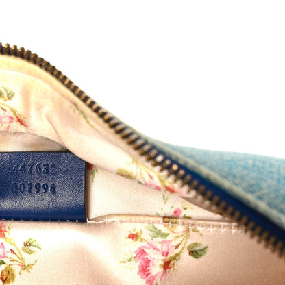 Denim Matelasse Small Pearly GG Marmont Chain Shoulder Bag Blue