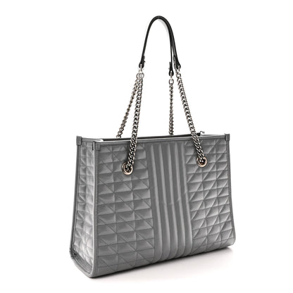 Calfskin Matelasse Aria Medium GG Marmont Shoulder Tote  Deep Grey