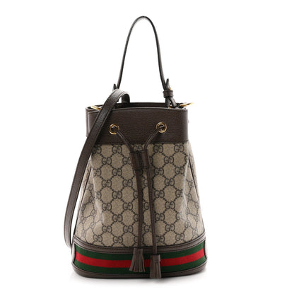 GG Supreme Monogram Web Small Ophidia Bucket Bag Brown