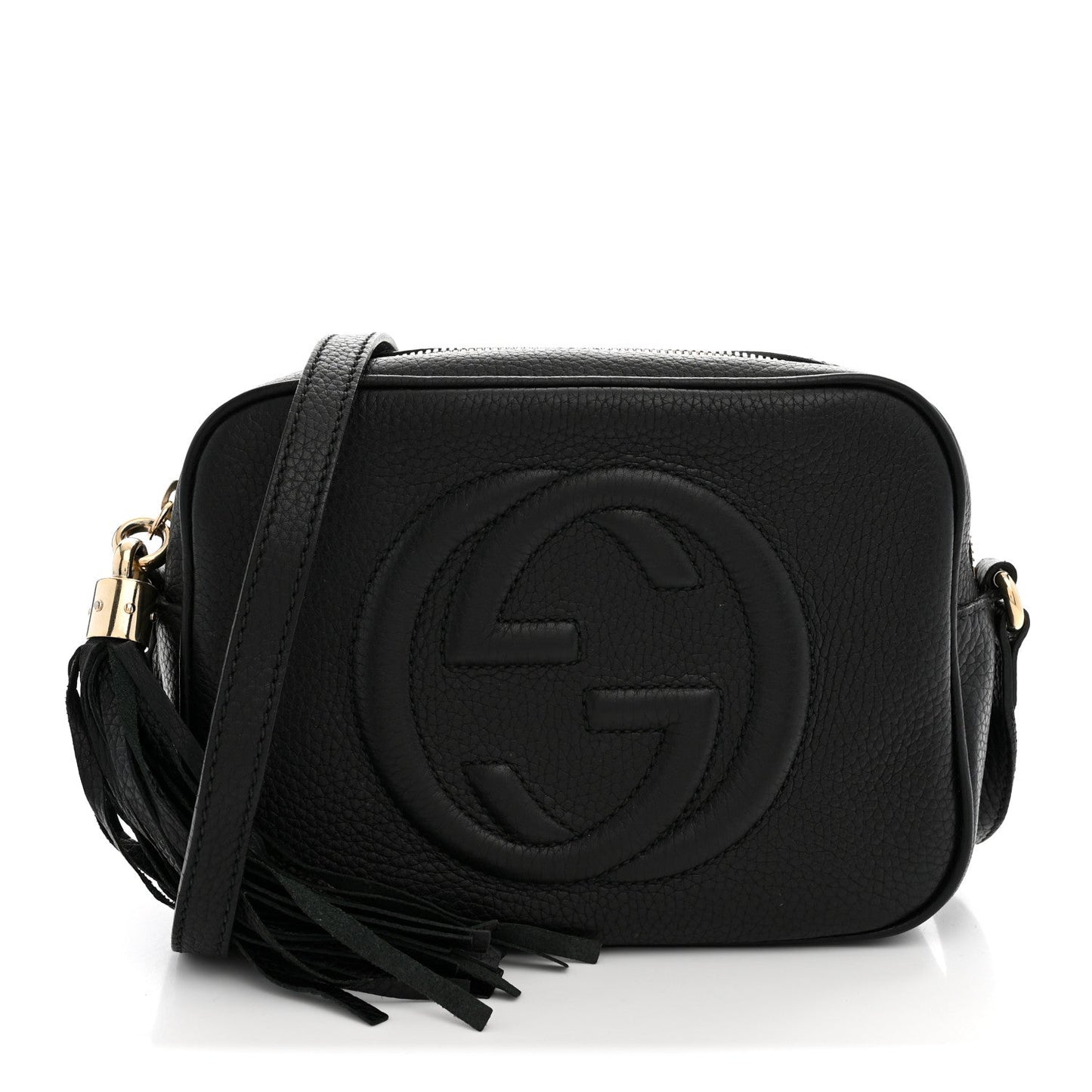 Pebbled Calfskin Small Soho Disco Bag Black
