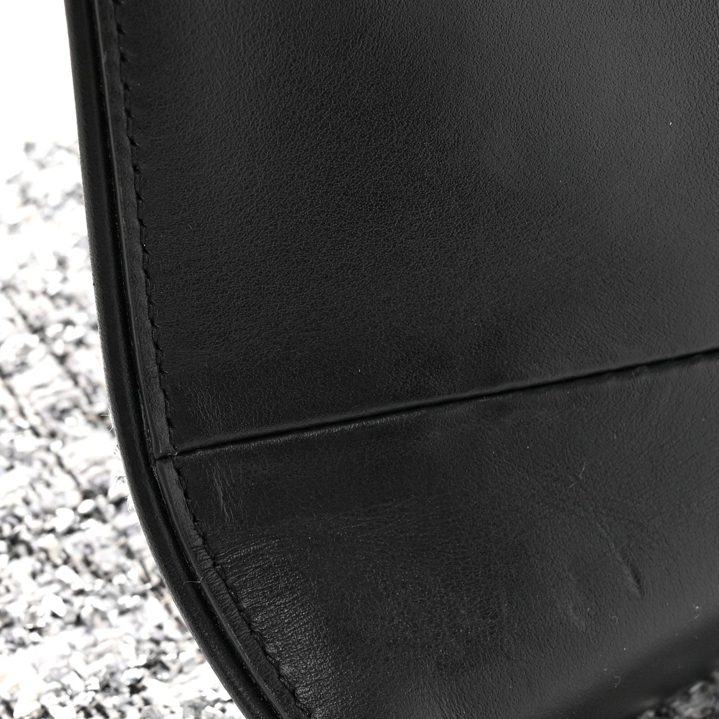 Tweed Saddle Crossbody Bag Black Silver