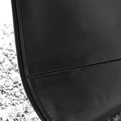 Tweed Saddle Crossbody Bag Black Silver