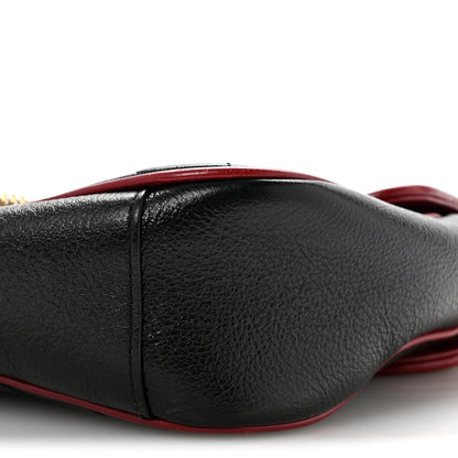 Vintage Effect Calfskin Matelasse Diagonal Small Torchon GG Marmont Shoulder Bag Black Romantic Cherry