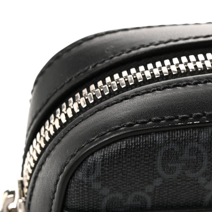 GG Supreme Monogram Appia Calfskin Web Small Camera Messenger Bag Black Grey