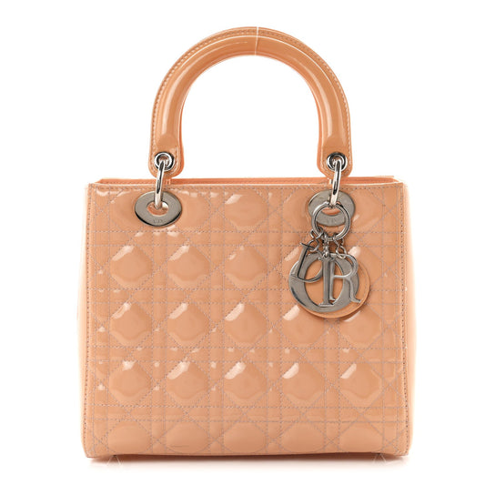 Patent Cannage Medium Lady Dior Rose Clair