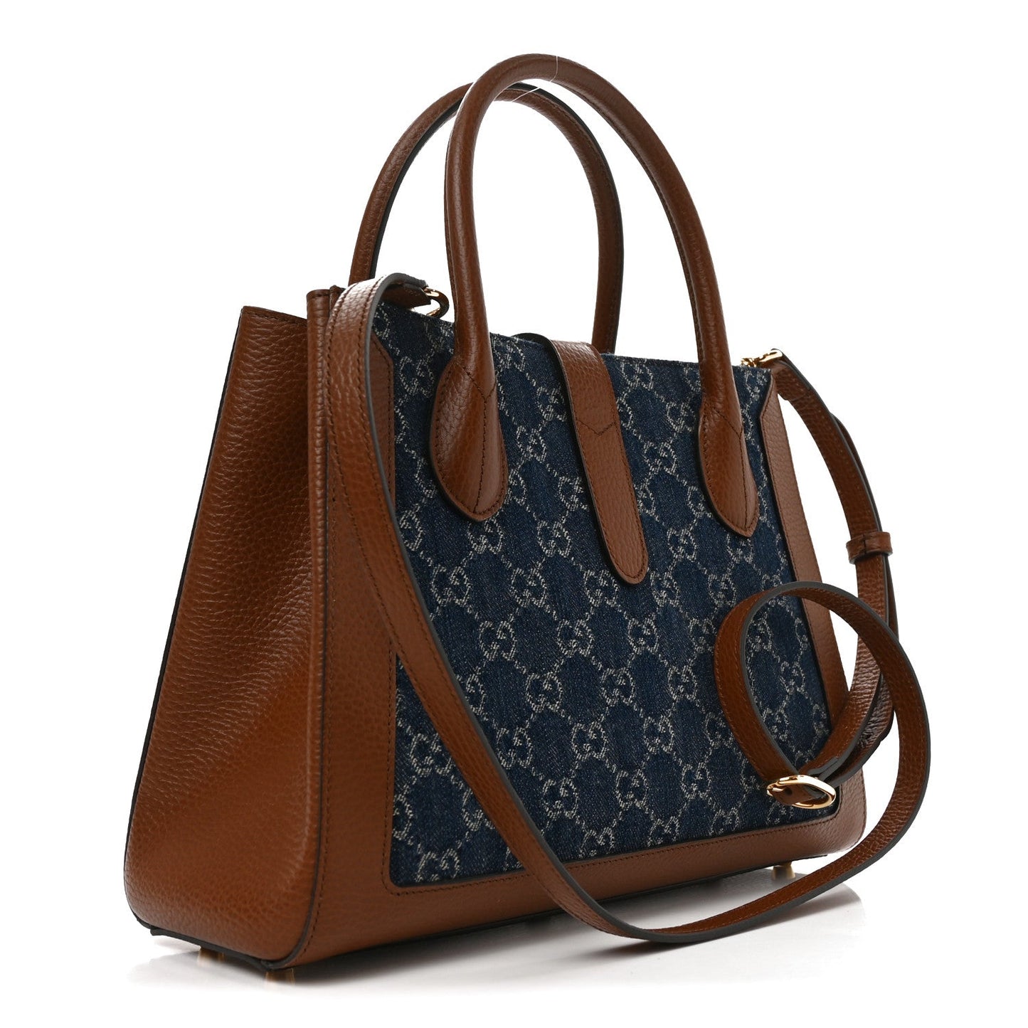 New Denim GG Monogram Dollar Calfskin Medium Jackie 1961 Tote Blue Tea Cuir Epilog