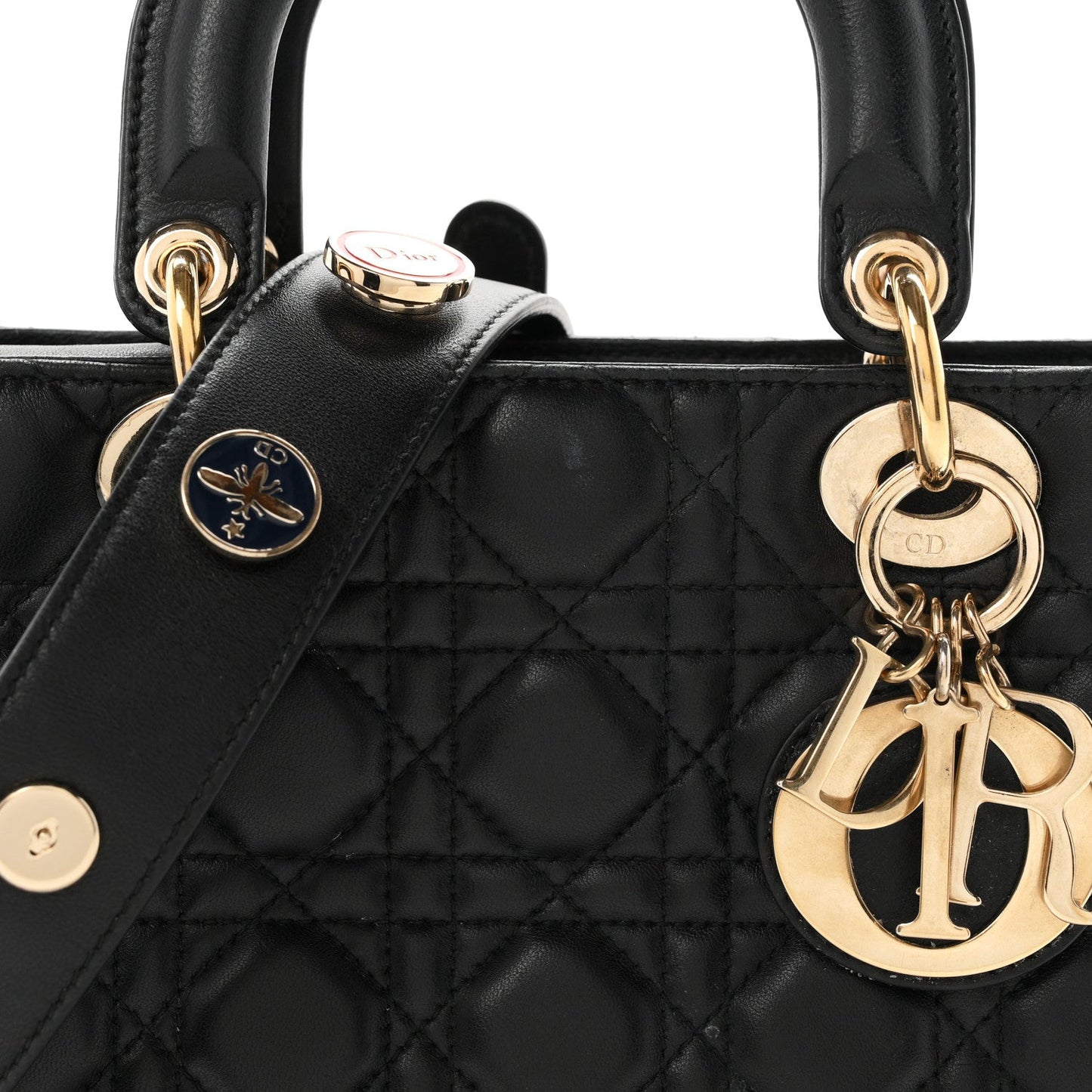 Lambskin Cannage Small Lucky Badges My Lady Dior Black
