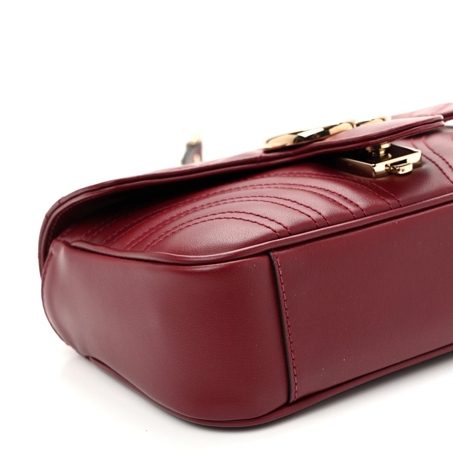 Calfskin Matelasse Mini GG Marmont Shoulder Bag Rosso Ancora