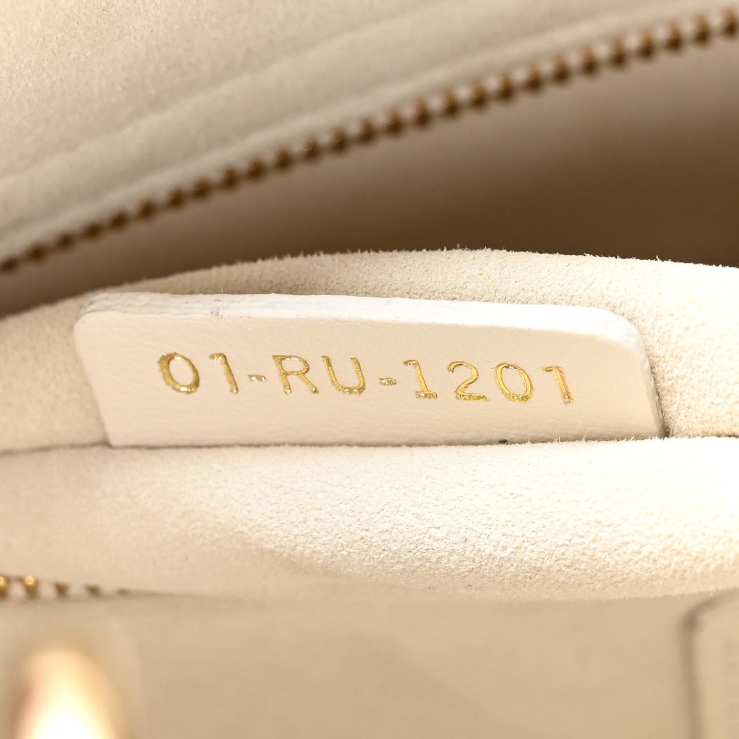 Calfskin Embroidered Medium Lady D-Lite White Gold