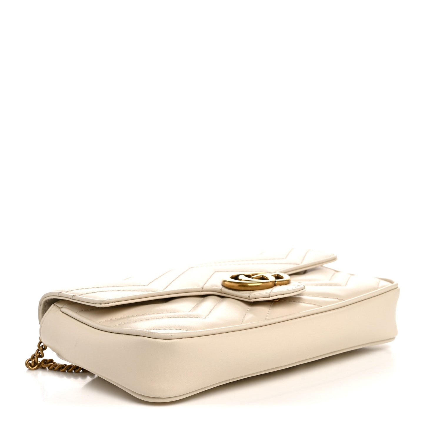 Calfskin Matelasse Mini GG Marmont Shoulder Bag With Card Holder White Black