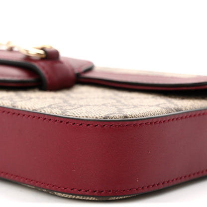 GG Supreme Monogram Azalea Calfskin Horsebit 1955 Mini Bag Beige Ebony Rosso Ancora