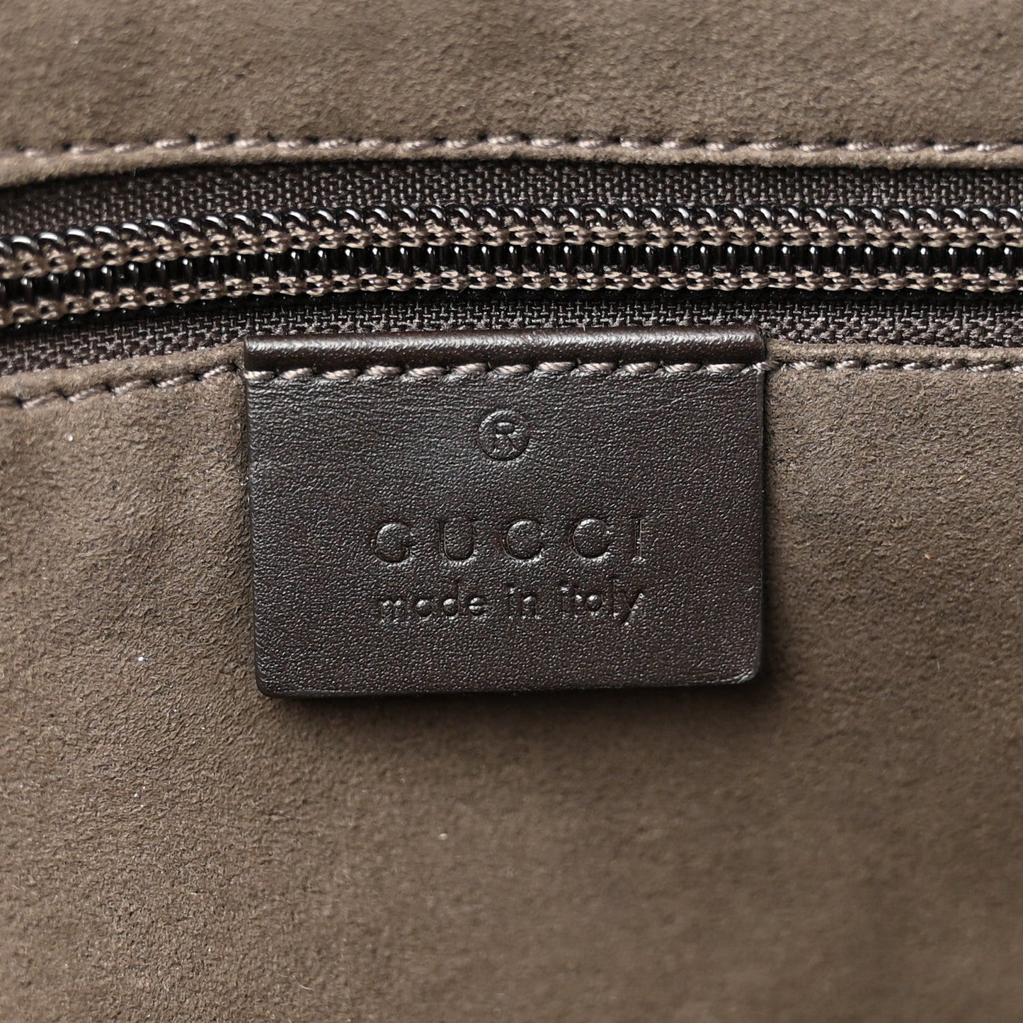 GG Supreme Monogram Medium Zippered Tote Dark Brown
