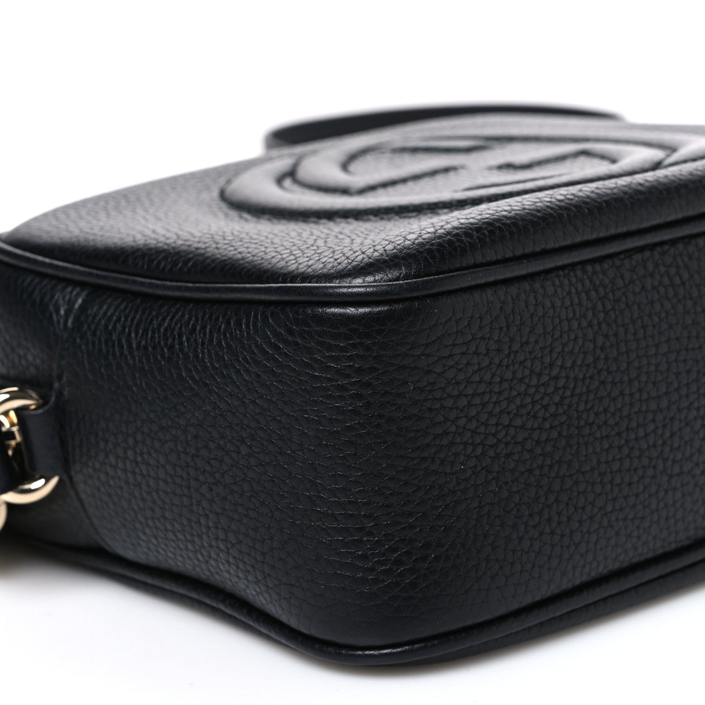 Pebbled Calfskin Small Soho Disco Bag Black